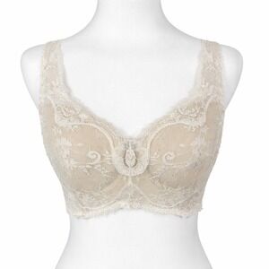 Victoria's Secret Dream Angels Lace Demi‎ Bra 34D Cream Lined Floral
